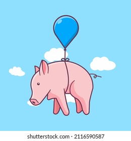 Cute Flying Pig With Balloon