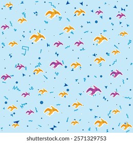 Cute Flying Pterosaur Pattern - Seamless Design for Kids and Fun Themes
