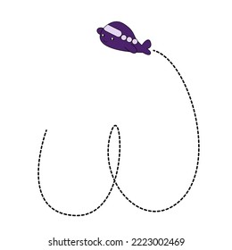 cute flying purple airplane vector