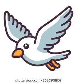 cute flying seagull bird animal flat color vector illustration template design