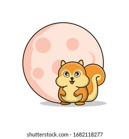 diseño de dibujos animados sobre la luna y la ardilla voladora