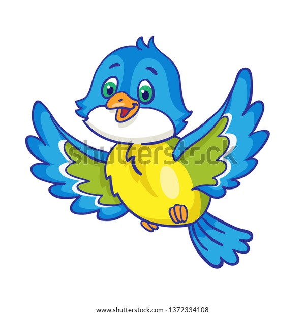 Cute Flying Titmouse Cartoon Style Isolated Stock Vector (Royalty Free ...