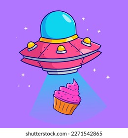 	
Cuto volador para atrapar cupcake caricatura vectorial ilustración ciencia ciencia concepto de alimento