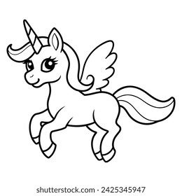Cute flying Unicorn princess on white