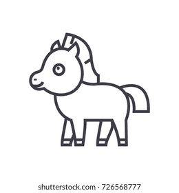 cute foal horse vector line icon, sign, illustration on background, editable strokes