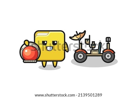 the cute folder as astronaut with a lunar rover , cute style design for t shirt, sticker, logo element