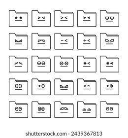 cute folder emoji icons set vector illustration