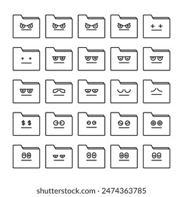 lindo carpeta emoji iconos set Ilustración vectorial