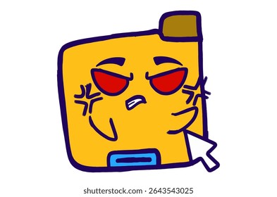 Cute Folder Icon Mascot Stickers With Angry With Red Eyes Expression