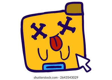 Cute Folder Icon Mascot Stickers With Dead expression