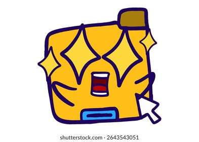 Cute Folder Icon Mascot Stickers With Amazed expression with starry eyes