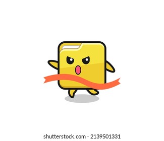cute folder illustration is reaching the finish , cute style design for t shirt, sticker, logo element