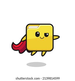 cute folder superhero character is flying , cute style design for t shirt, sticker, logo element