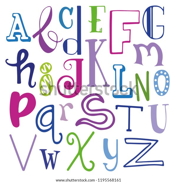 Cute Font Alphabet Stock Vector (Royalty Free) 1195568161 | Shutterstock