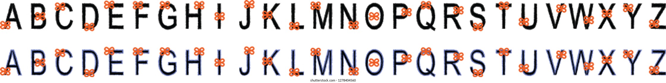 Cute Font and Alphabet for Kids With Flower. A, B, C, D Shape of Letter. Spring, Summer or Kindergarten Typography Concept. 
