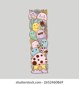 Fonte bonita com estilo doodle, abc doodle