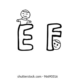 cute font "E" and "F"- vector illustration