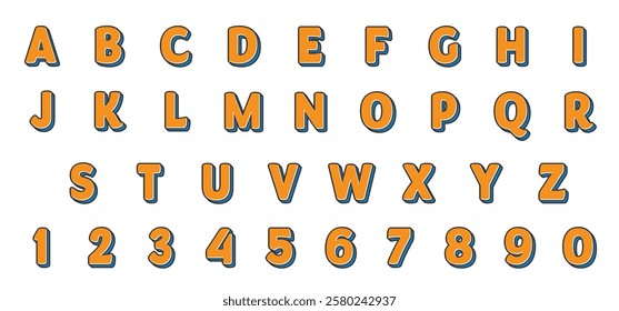 Cute Font Letter Style With Cartoon Style Alphabet and Number