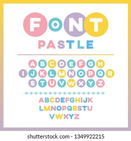 Cute font in pastel. Collection of round logos. Font for your design.