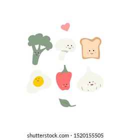 Cute food - broccoli, toast egg end garlic