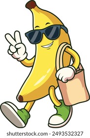 Cute Food Cartoon Character, funny, delicious cartoon of Banana