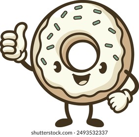 Cute Food Cartoon Character, funny, delicious cartoon of Donut, doughnut 