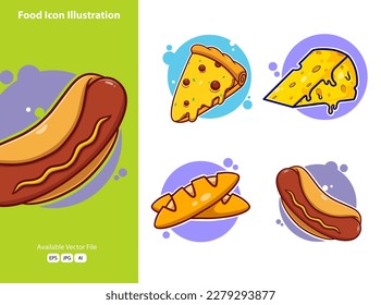 Cute food cartoon icon illustration. funny gifts for stickers