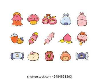 Cute Food Character with Cartoon Style for Stickers