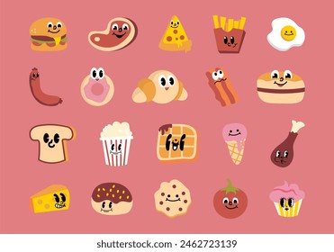 Cute Food Character Illustration Set