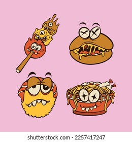 juego de vectores de personajes de comida lindo
