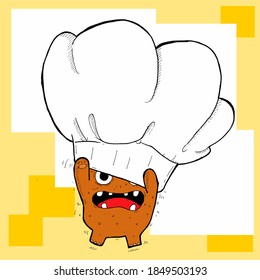 Cute food character is wearing chef Hat