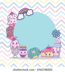 cute food delicious cartoon label