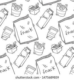 Cute food doodle pattern hand drawn style