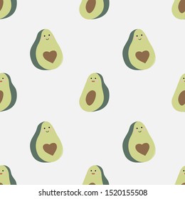 Cute food - funny set of avocado seamless pattern