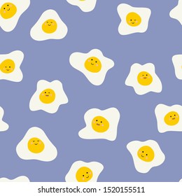 Cute food - funny set of omelet eggs seamless pattern