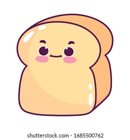 cute food halved bread sweet dessert kawaii cartoon vector illustration isolated design