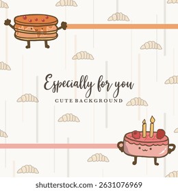 cute food illustration cartoon for background 