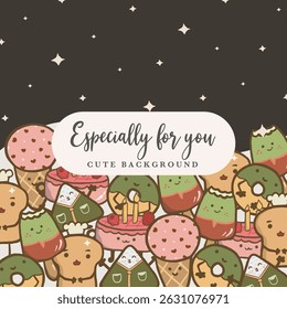 cute food illustration cartoon for background 