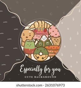 cute food illustration cartoon for background 
