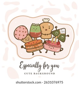 cute food illustration cartoon for background 
