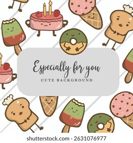 cute food illustration cartoon for background 