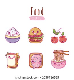 Cute food kawaii cartoons