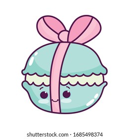 cute food macaroon sweet dessert kawaii cartoon vector illustration isolated design