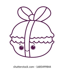 cute food macaroon sweet dessert kawaii cartoon vector illustration isolated design line style