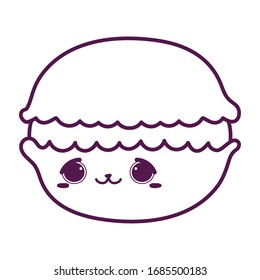 cute food macaroon sweet dessert kawaii cartoon vector illustration isolated design line style