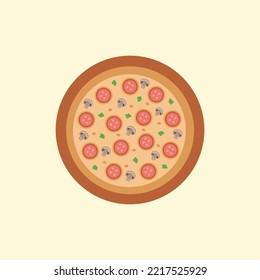 Cute food pizza on the vector flat design infographics food and fast food for dinner.