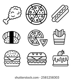Cute food set icon vector illustration