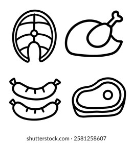 Cute food set icon vector illustration