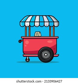 Cute food stand drawing art on a turquoise background.