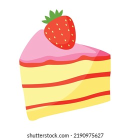 cute food of strawberry cake on cartoon version,vector illustration